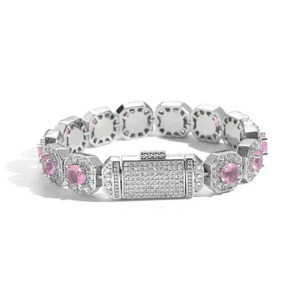 12mm Iced Out Candy Cuban Bracelet Colorful Zircon Hip Hop Jewelry for Men | Caratix Jewelry - CaratixJewelry