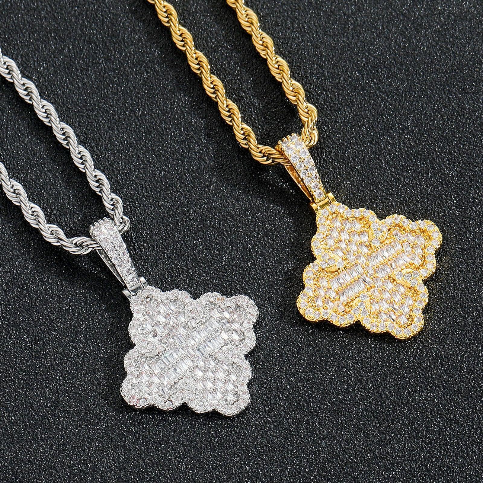Luxury 5A Zircon Full Iced Clover Pendant | Sweet Niche Women's Hip Hop Bling Necklace | Caratix - CaratixJewelry