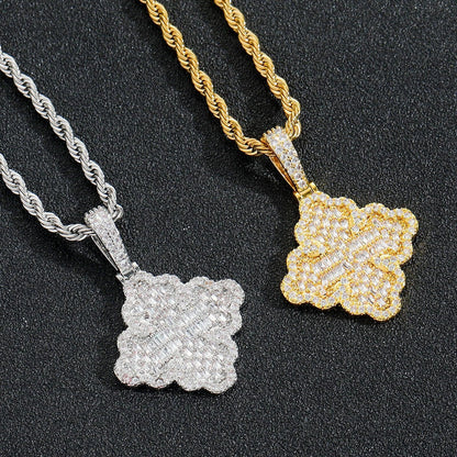 Luxury 5A Zircon Full Iced Clover Pendant | Sweet Niche Women's Hip Hop Bling Necklace | Caratix - CaratixJewelry