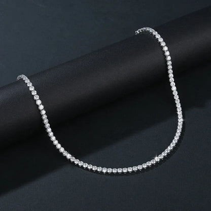 Iced-Out Moissanite Necklace – S925 Sterling Silver Clavicle & Choker Chain Luxury Jewelry for Women - CaratixJewelry