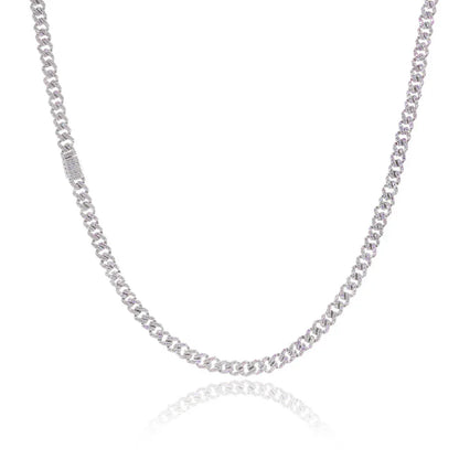 Custom 5mm S925 Sterling Silver Cuban Chain | Slim Iced Out Rapper Chain | Caratix - CaratixJewelry