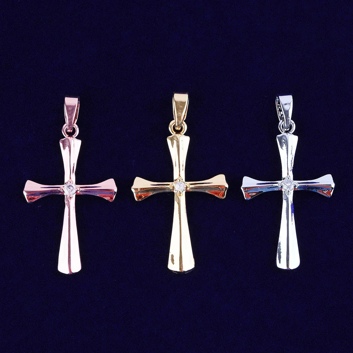 Sleek Iced Out Flat Cross Pendant | Women's Minimalist Hip Hop Necklace | Premium Copper CZ Modern Jewelry | Clean Aesthetic Bling | Caratix - CaratixJewelry