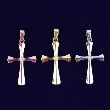 Sleek Iced Out Flat Cross Pendant | Women's Minimalist Hip Hop Necklace | Premium Copper CZ Modern Jewelry | Clean Aesthetic Bling | Caratix - CaratixJewelry