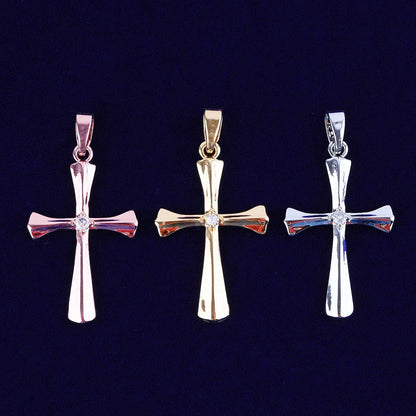 Sleek Iced Out Flat Cross Pendant | Women's Minimalist Hip Hop Necklace | Premium Copper CZ Modern Jewelry | Clean Aesthetic Bling | Caratix - CaratixJewelry