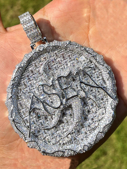 Luxury Multi-Color Iced Out Thorn Medallion Pendant | Men's Hip Hop Rainbow Zircon Disc Necklace | Premium Copper Full Circle Pendant | Caratix - CaratixJewelry
