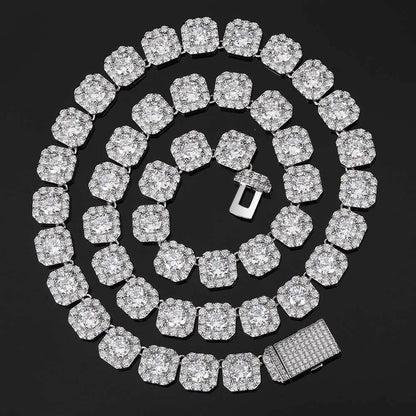Ice Cube Moissanite Chain – S925 Sterling Silver Iced-Out Hip Hop Men’s Trendy Streetwear Necklace - CaratixJewelry