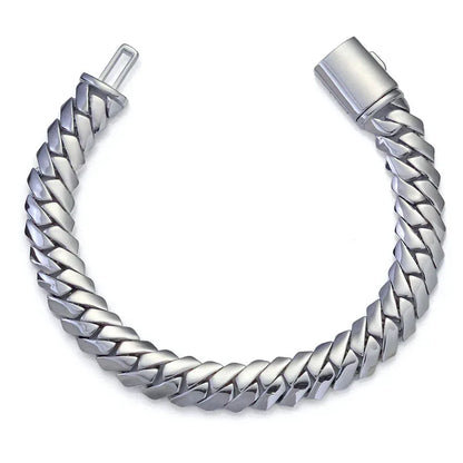 12mm Polished Cuban Link Hip Hop Bracelet Rapper Iced Out Chain Style for Men | Caratix Jewelry - CaratixJewelry