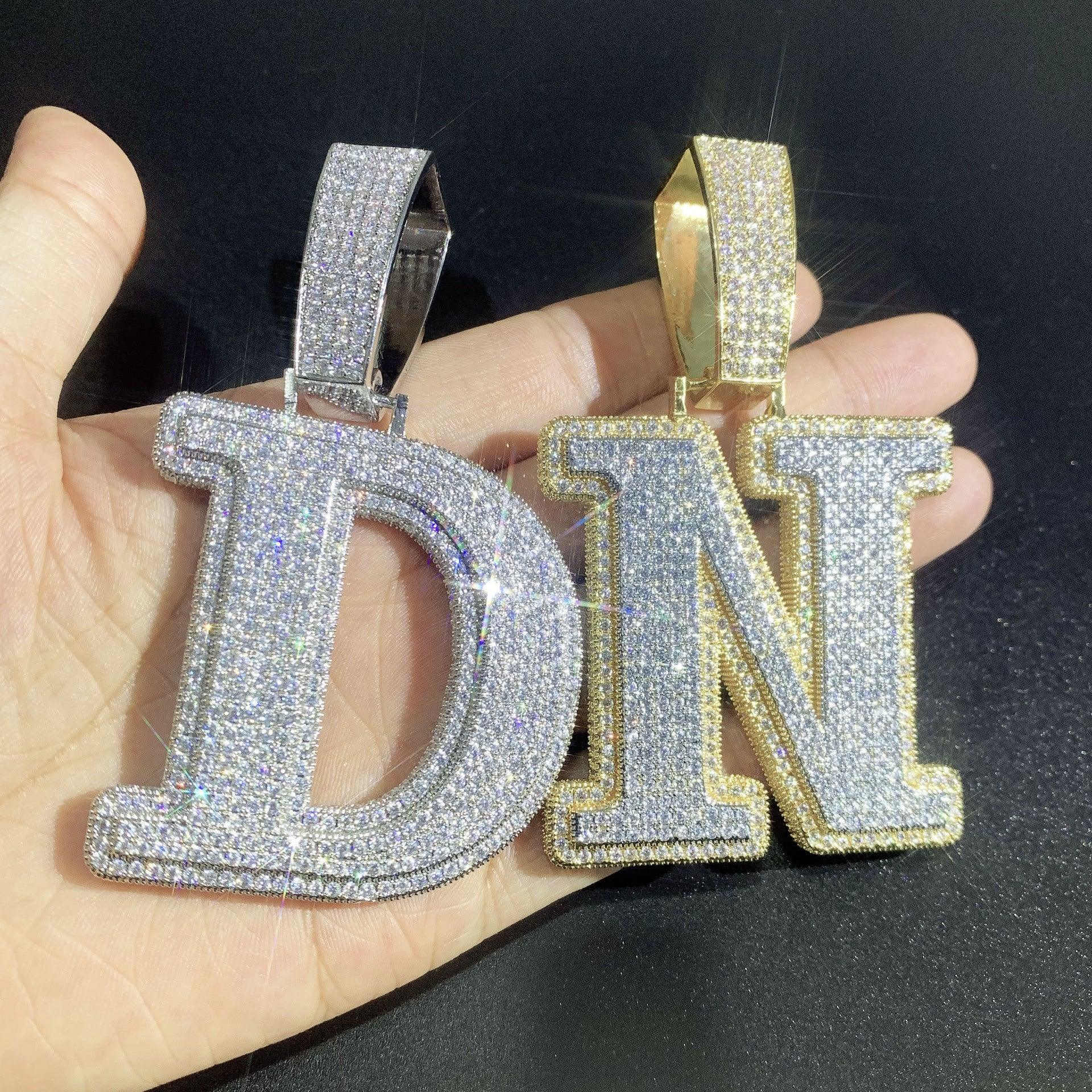 Iced Out Letter & Number Pendant | CZ Hip Hop Bling Jewelry Necklace - CaratixJewelry
