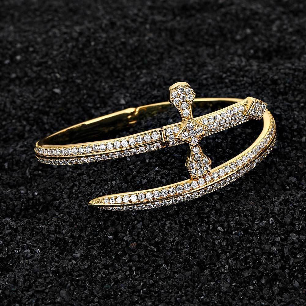 Justice Sword Cross Bracelet with Zircon Stones for Men | High-End Hip Hop Jewelry | Caratix Jewelry - CaratixJewelry