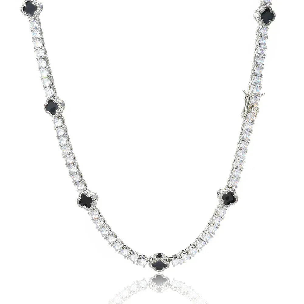 Iced Out Tennis Chain Necklace with Zircon and Drip Oil Finish for Women | Caratix Jewelry - CaratixJewelry
