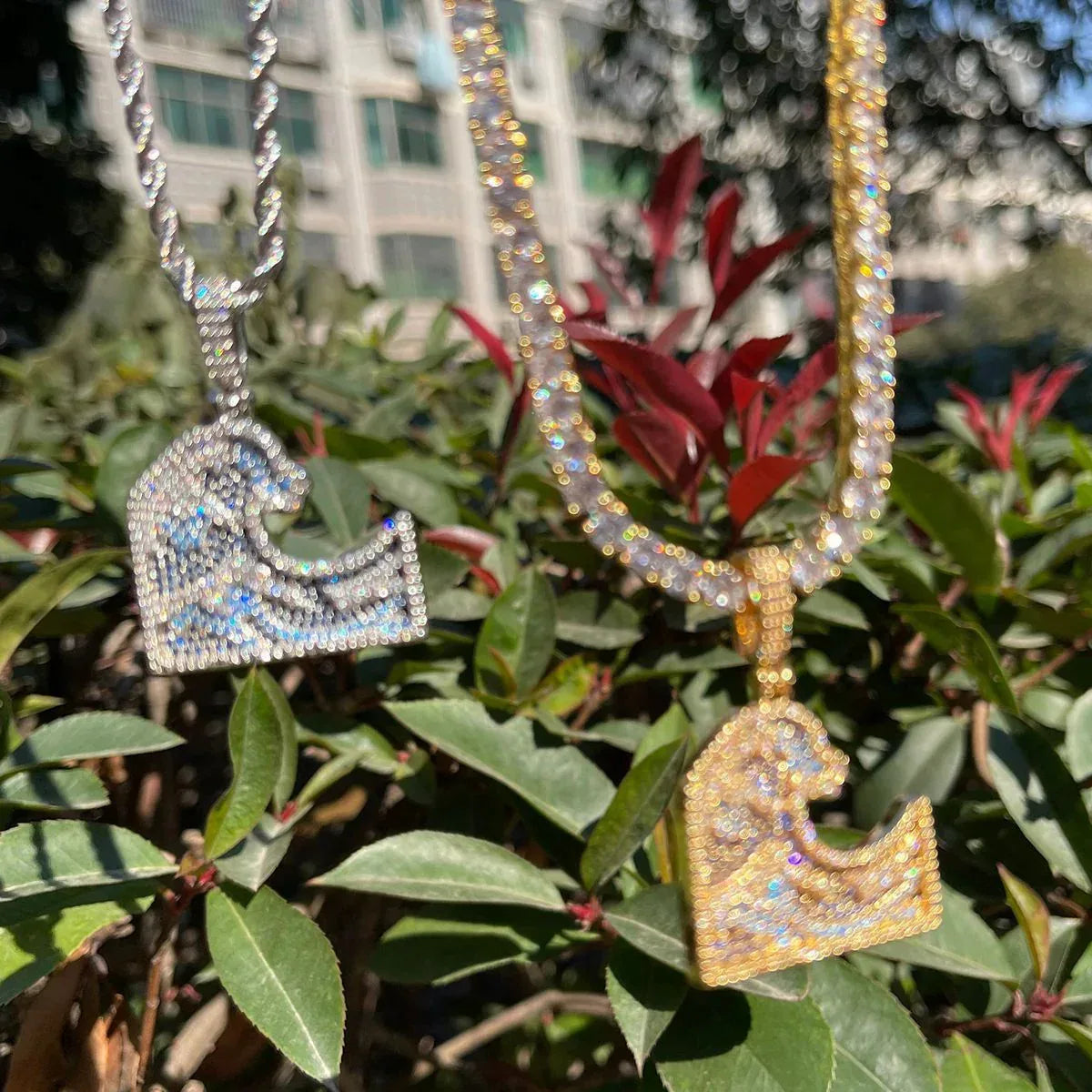 Iced Out Great Wave of Kanagawa Pendant | Men's Hokusai Art Necklace | Blue & White CZ Japanese Jewelry | Ukiyo-e Streetwear Bling | Caratix - CaratixJewelry