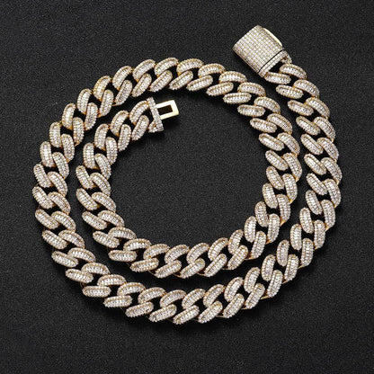 15mm Iced Out Cuban Chain Necklace T-Cut Zircon - CaratixJewelry