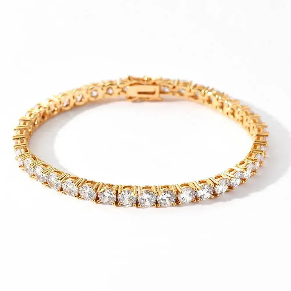 Tennis Chain Zircon Bracelet Copper Plated 18K Gold Hip Hop Jewelry for Men | Caratix Jewelry - CaratixJewelry