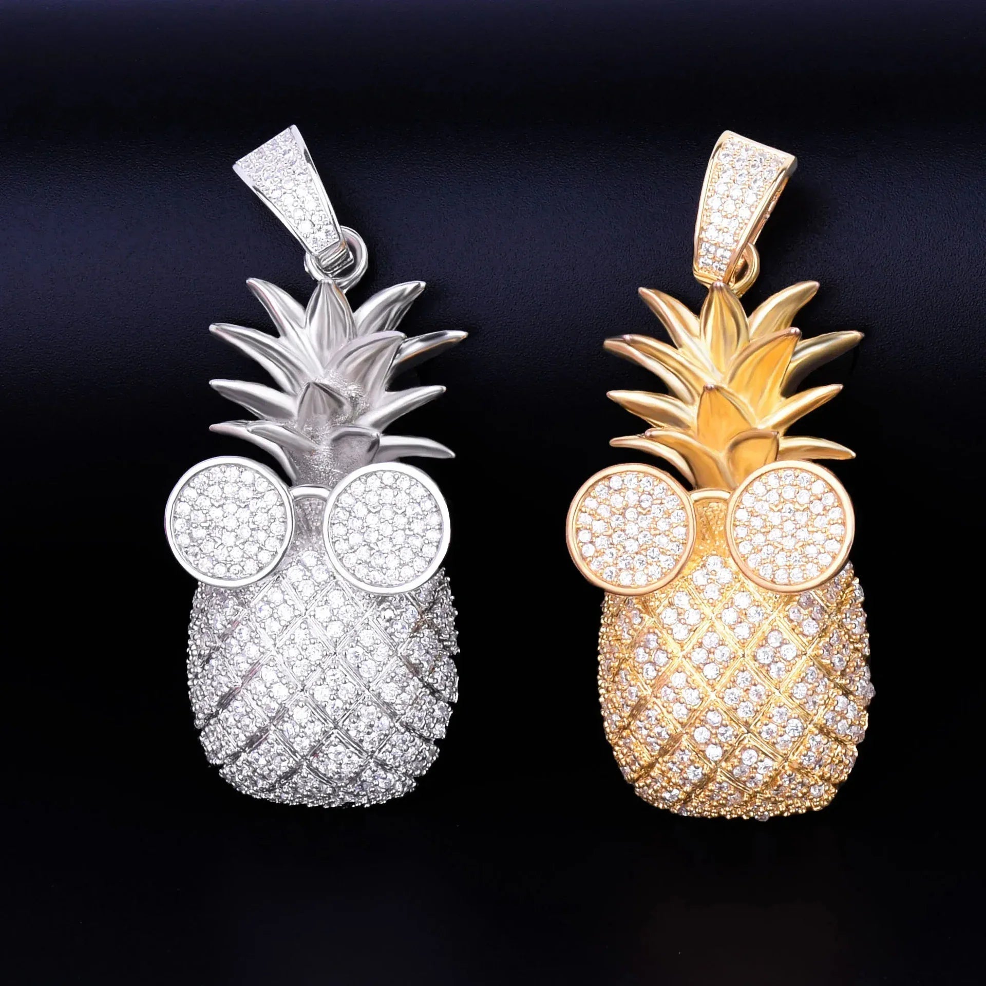 Iced Out 'Cool Pineapple' with Glasses Pendant | Men's Tropical Hip Hop Fruit Necklace | Premium Copper CZ Swag Jewelry | Summer Vacation Bling | Caratix - CaratixJewelry