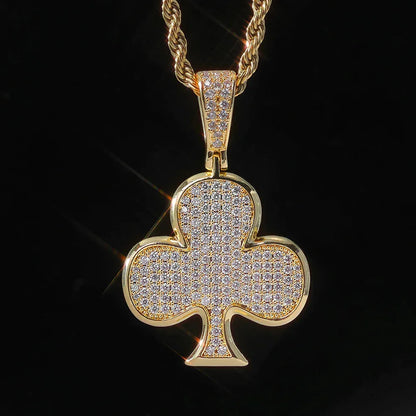 Iced Out Plum Blossom Pendant Necklace Zircon Gold Chain Rapper Style | Caratix Jewelry - CaratixJewelry