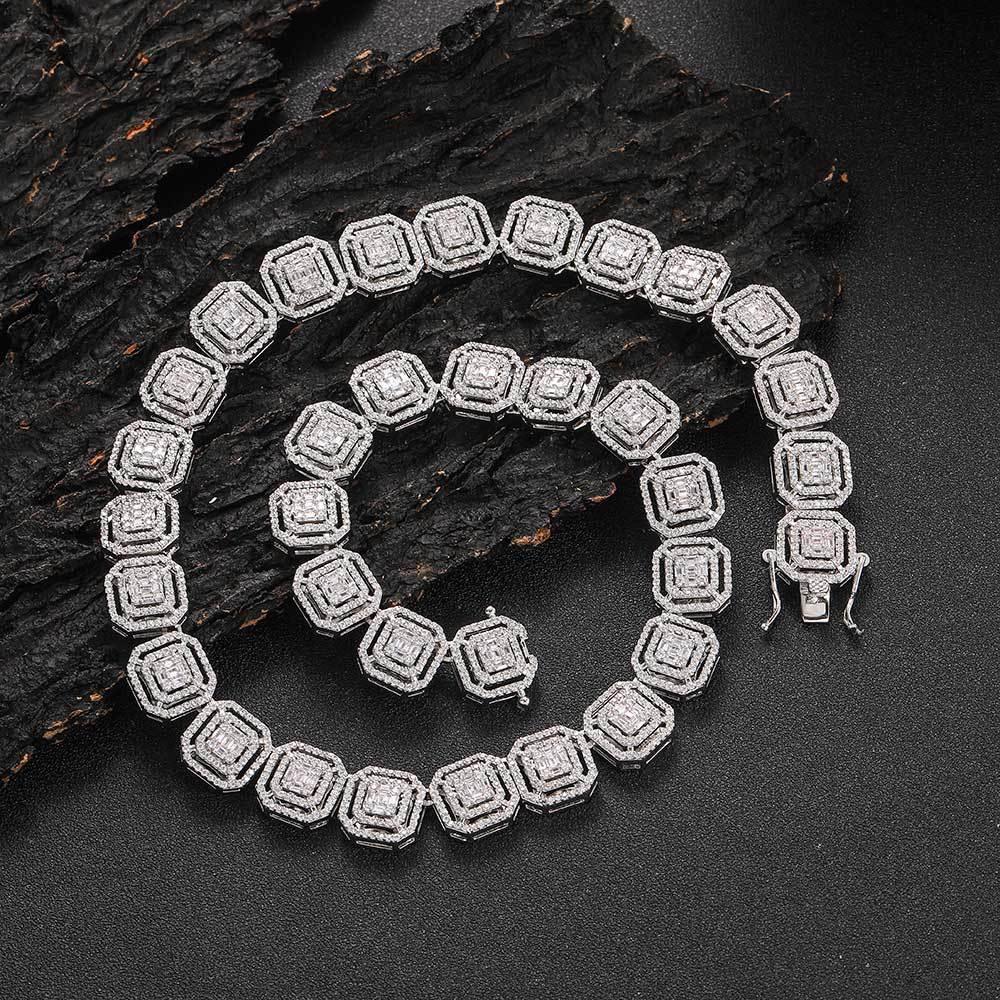 13mm Iced Out Square Chain Zircon Necklace for Men | Caratix Jewelry - CaratixJewelry