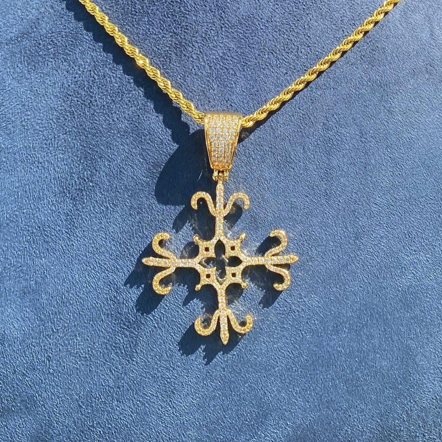 Men's Fully Flooded Block Necklace | Premium Copper CZ Hip Hop Jewelry - CaratixJewelry