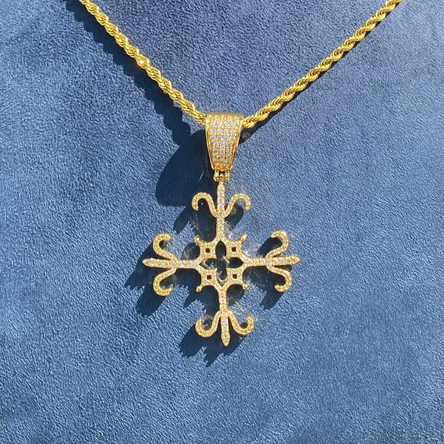 Men's Fully Flooded Block Necklace | Premium Copper CZ Hip Hop Jewelry - CaratixJewelry