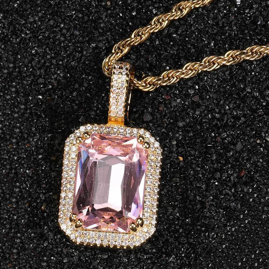 Custom Colored Gemstone Pendant Necklace with Zircon Stones for Men and Women | Caratix Jewelry - CaratixJewelry