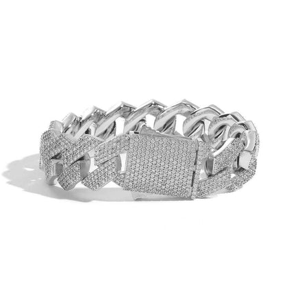 19mm Four Row Iced-Out Cuban Link Bracelet - CaratixJewelry