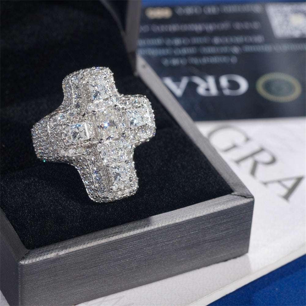 Men’s D-Color VVS Moissanite Ring | S925 Silver Full Iced Out Hip Hop Jewelry - CaratixJewelry