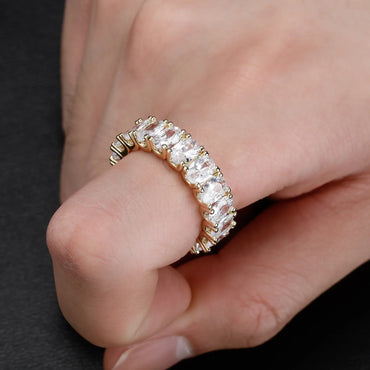 Unisex Iced Out Oval Stone Ring | Big Oval Zirconia Hip Hop Band | Caratix