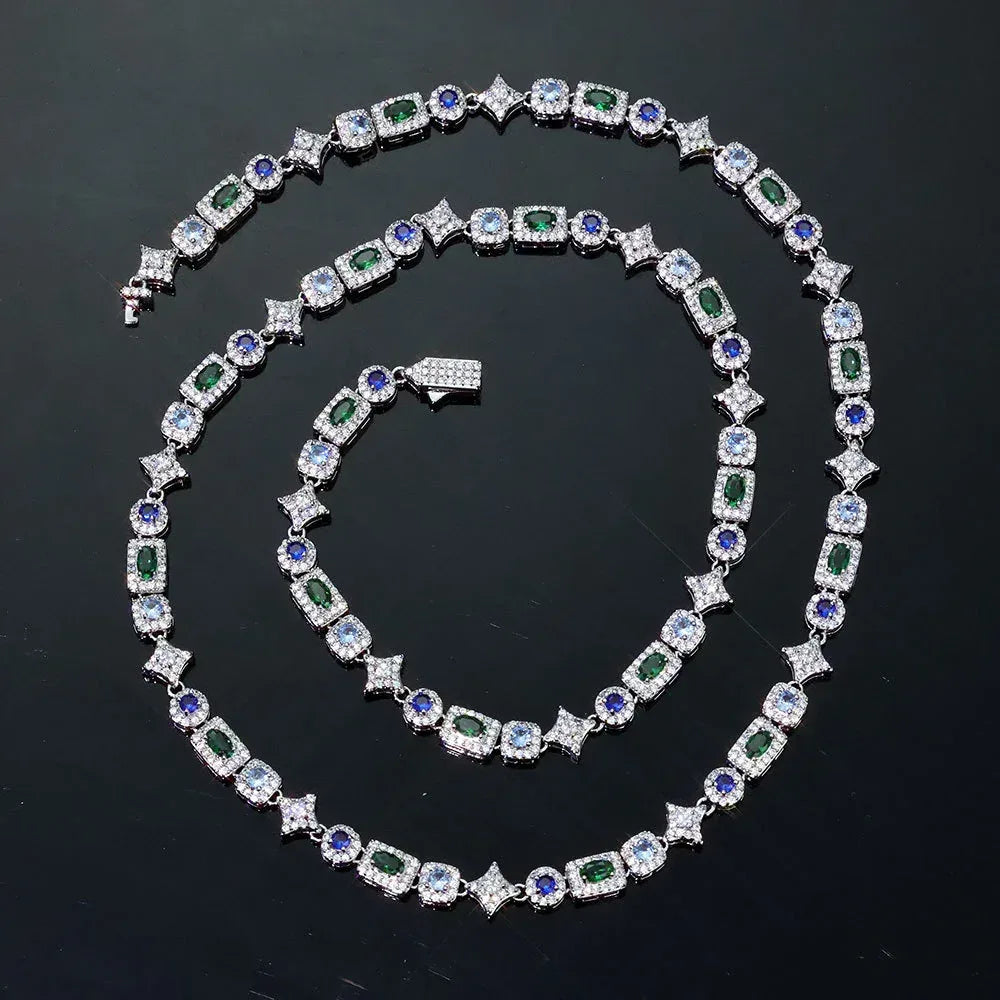 6mm Geometric Color Zircon Hip Hop Necklace Rapper Iced Out Chain Style | Caratix Jewelry - CaratixJewelry
