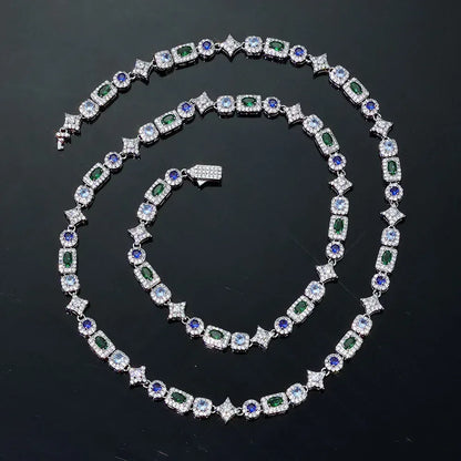 6mm Geometric Color Zircon Hip Hop Necklace Rapper Iced Out Chain Style | Caratix Jewelry - CaratixJewelry