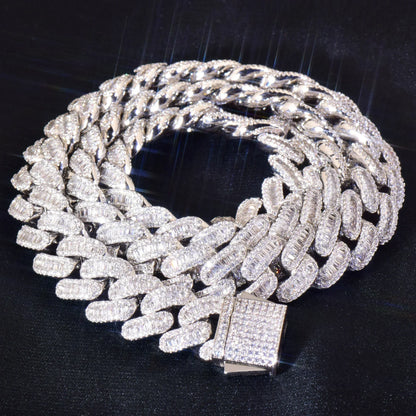 12mm T-Cut Zircon Chain Necklace for Men | Gold & Silver - CaratixJewelry