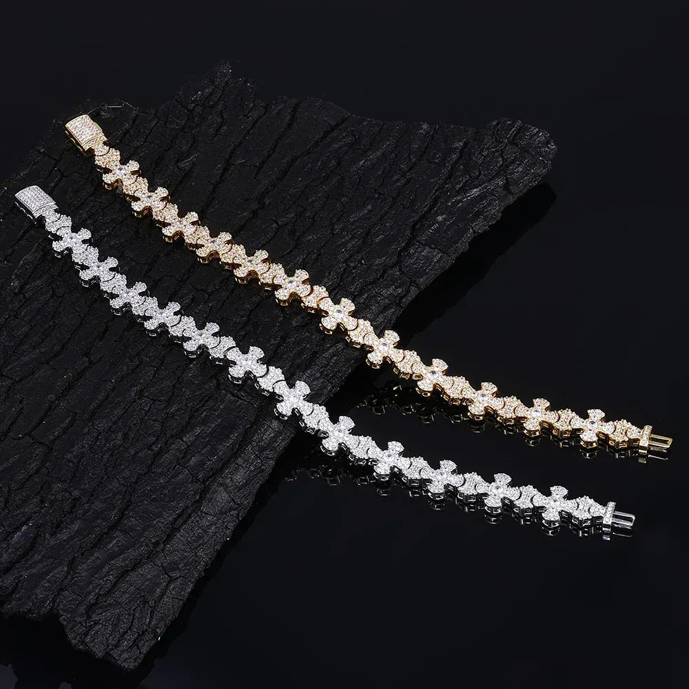 Iced Out Cross Chain Bracelet Zircon Box Clasp Hip Hop Jewelry for Women | Caratix Jewelry - CaratixJewelry