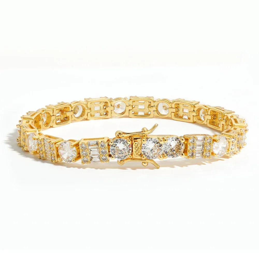 6.5mm Square-Round Tennis Chain Bracelet Zircon for Men | Caratix Jewelry - CaratixJewelry