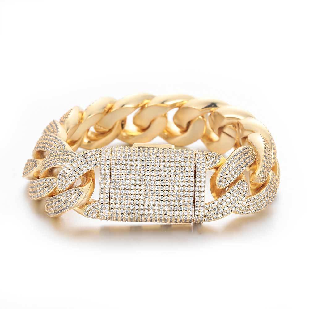 20mm 4-Row Zircon Bubble Cuban Chain Bracelet for Men | Caratix Jewelry - CaratixJewelry