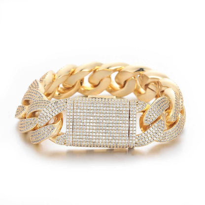 20mm 4-Row Zircon Bubble Cuban Chain Bracelet for Men | Caratix Jewelry - CaratixJewelry