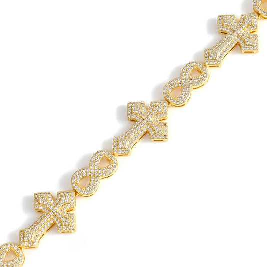 8mm Cross Necklace Figure 8 Chain Zircon Hip Hop Jewelry for Men | Caratix Jewelry - CaratixJewelry