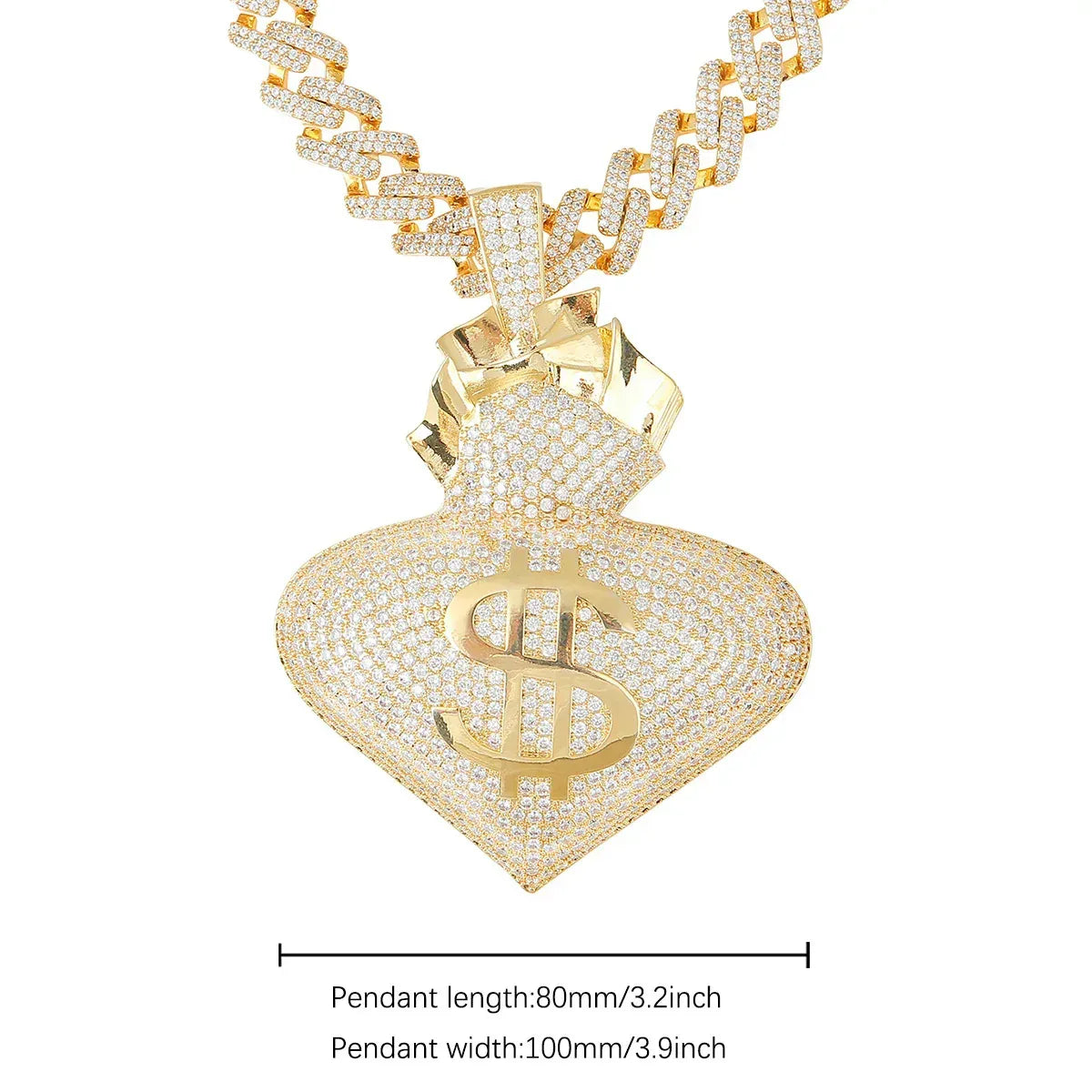 Men's Large Love Necklace | Premium Copper CZ Big Statement Jewelry Caratix - CaratixJewelry