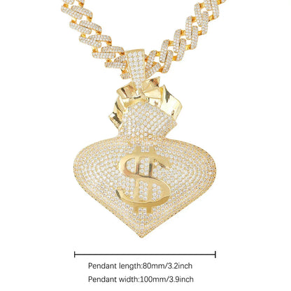 Men's Large Love Necklace | Premium Copper CZ Big Statement Jewelry Caratix - CaratixJewelry