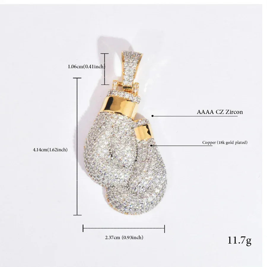 Iced Out Boxing Glove Pendant | CZ Hip Hop Streetwear Trendy Necklace - CaratixJewelry