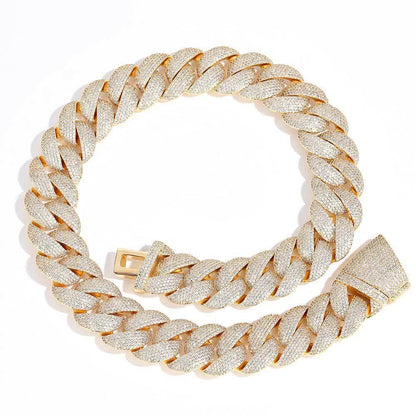 24mm Bubble Cuban Link Moissanite Chain for Men – S925 Sterling Silver Luxury Hip Hop Necklace - CaratixJewelry
