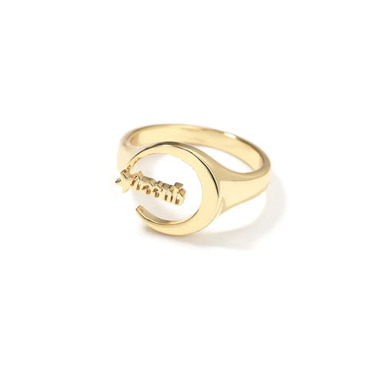 Custom Star & Moon Ring | Minimalist Personalized Initial Band | Caratix