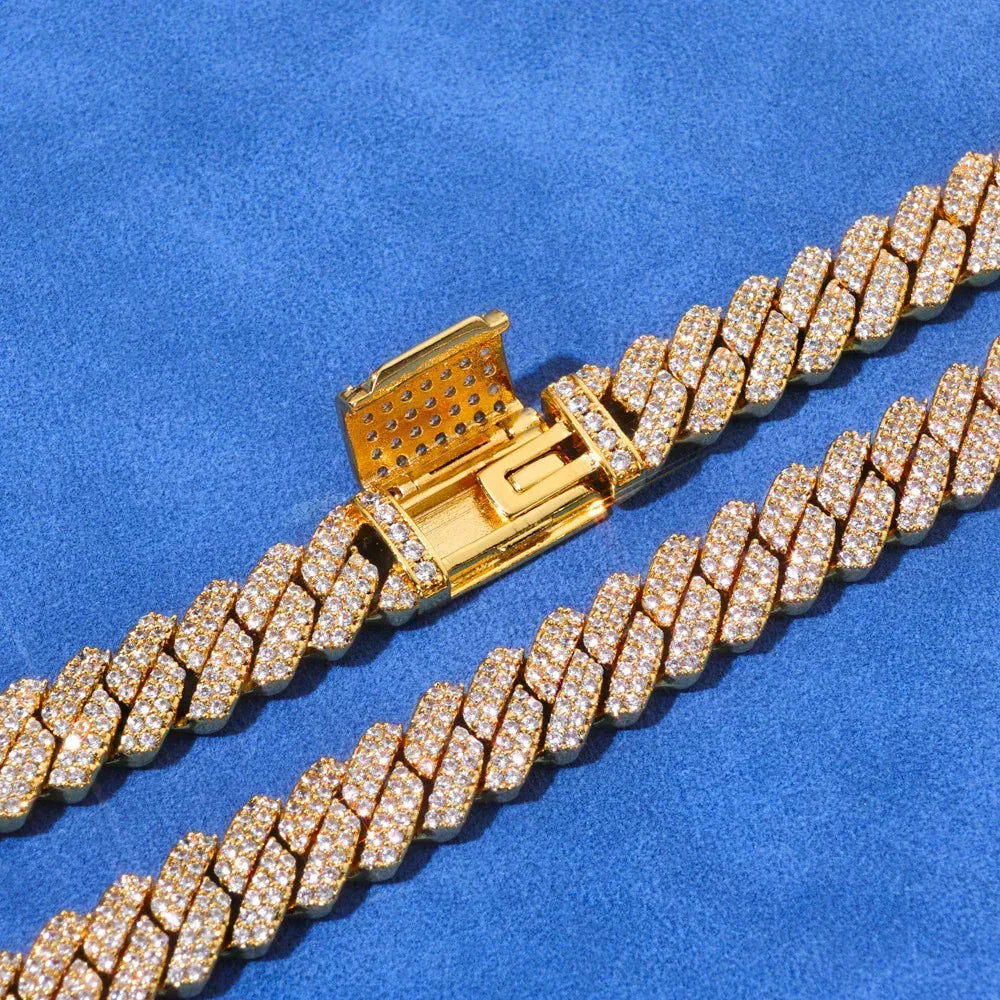 Custom 8mm Rhombus Double-Row Cuban Bracelet - CaratixJewelry
