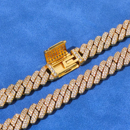 Custom 8mm Rhombus Double-Row Cuban Bracelet - CaratixJewelry