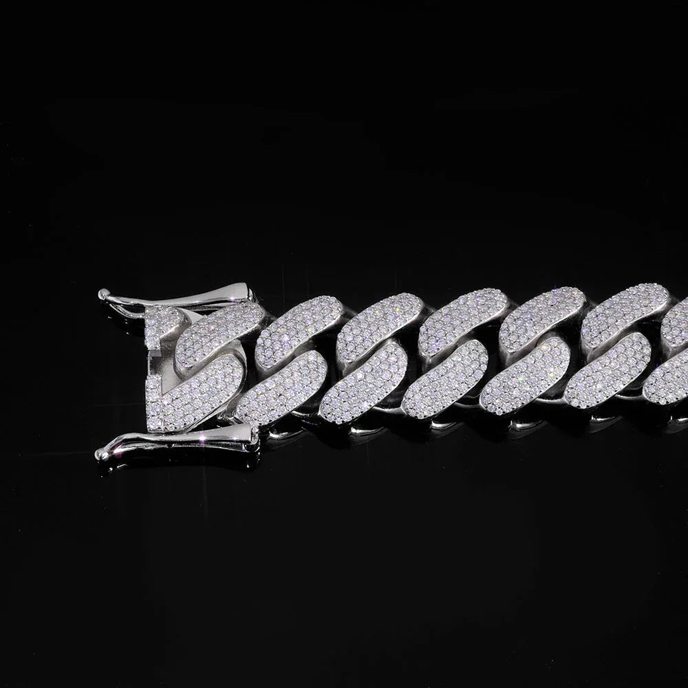 22mm Four Row Cuban Chain Necklace Zircon - CaratixJewelry