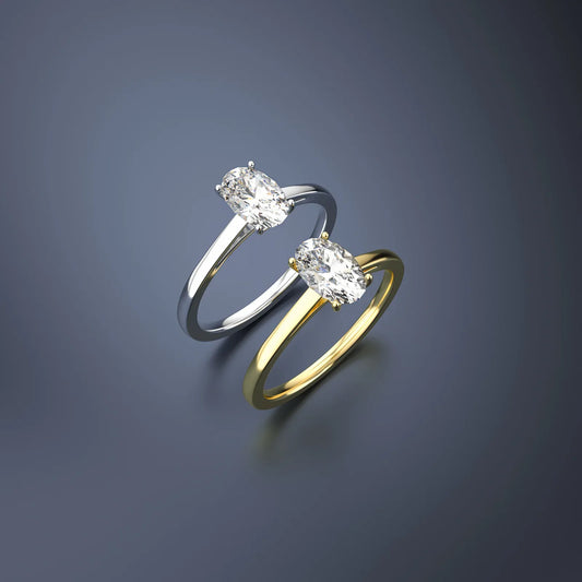 D Color Oval Moissanite Solitaire Ring | S925 Sterling Silver | Caratix