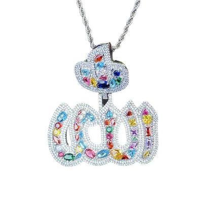 VVS Moissanite Hip Hop Pendant | Passes Tester | Men's Multicolor Iced Out Necklace - CaratixJewelry