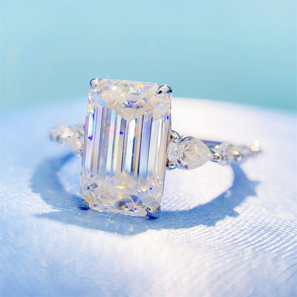 2026 Summer New S925 Silver 4ct Princess Cut Moissanite Ring | 4 Carat Square D VVS1 | Caratix