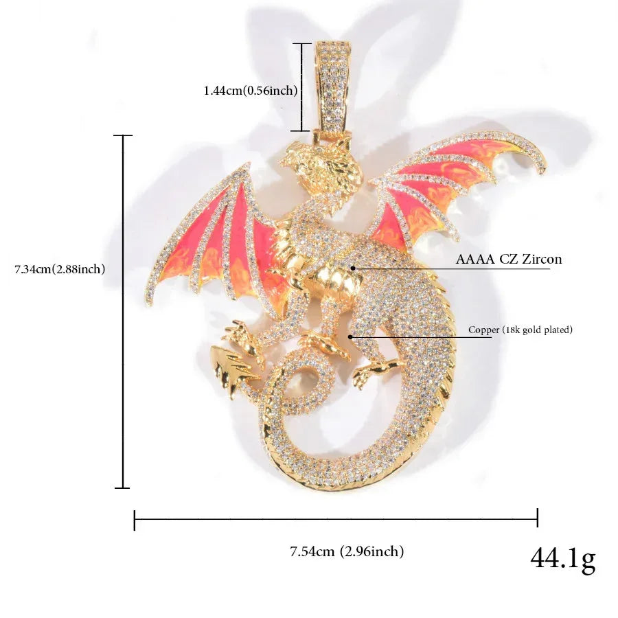 Iced Out Black Dragon Pendant Necklace – Hip Hop CZ Bold Designer Streetwear Jewelry - CaratixJewelry