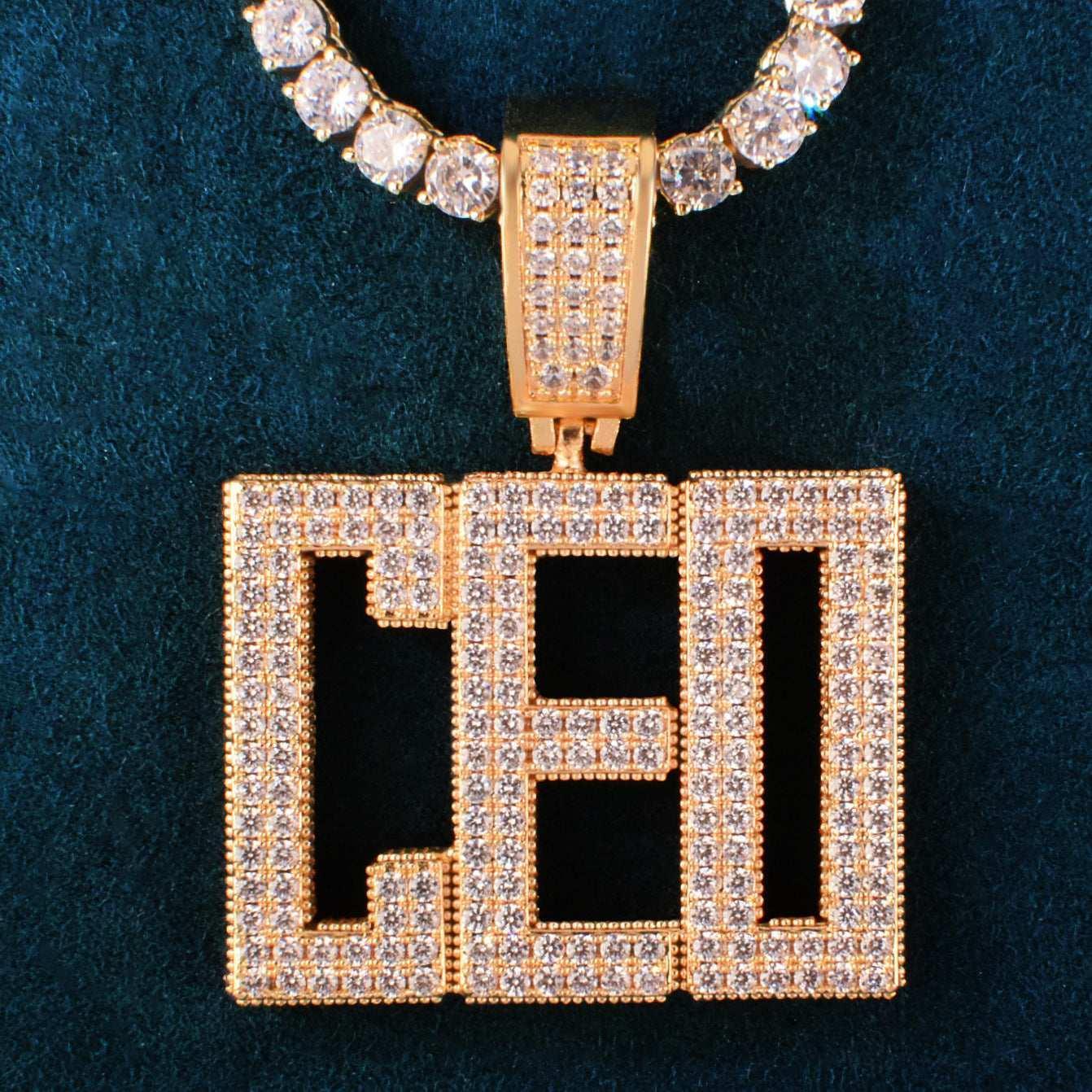 Iced Out Letter Necklace | Custom Alphabet CZ Pendant Trendy Streetwear Jewelry - CaratixJewelry