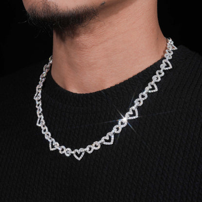 8.5mm S925 Silver Infinity Heart Moissanite Chain | Figure 8 Heart Link | Caratix