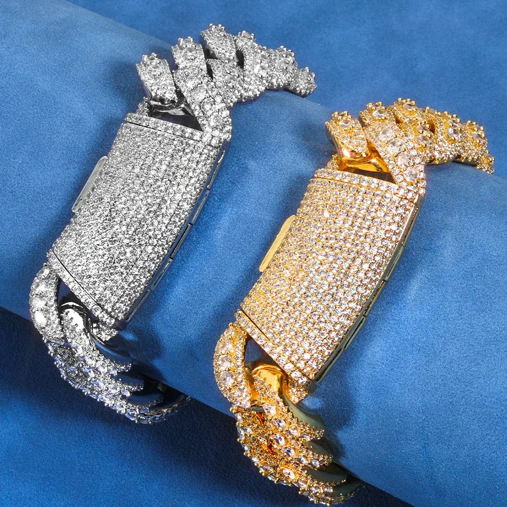 Rapper Iced Out Chain 22mm Bubble Cuban Zircon - CaratixJewelry