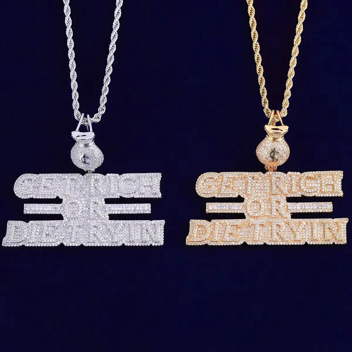 Women's Manifestation Hustle Necklace | Premium Copper CZ Money Motto Jewelry - CaratixJewelry